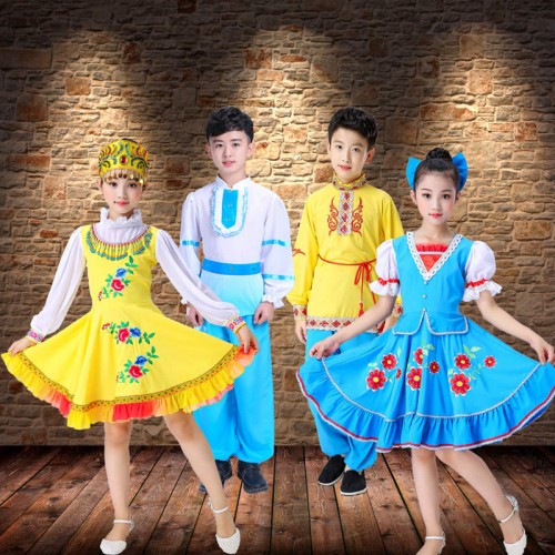 Children Russian national Performance dresses Girls  European court film cosplay costumes Princess dress photos dress for kids